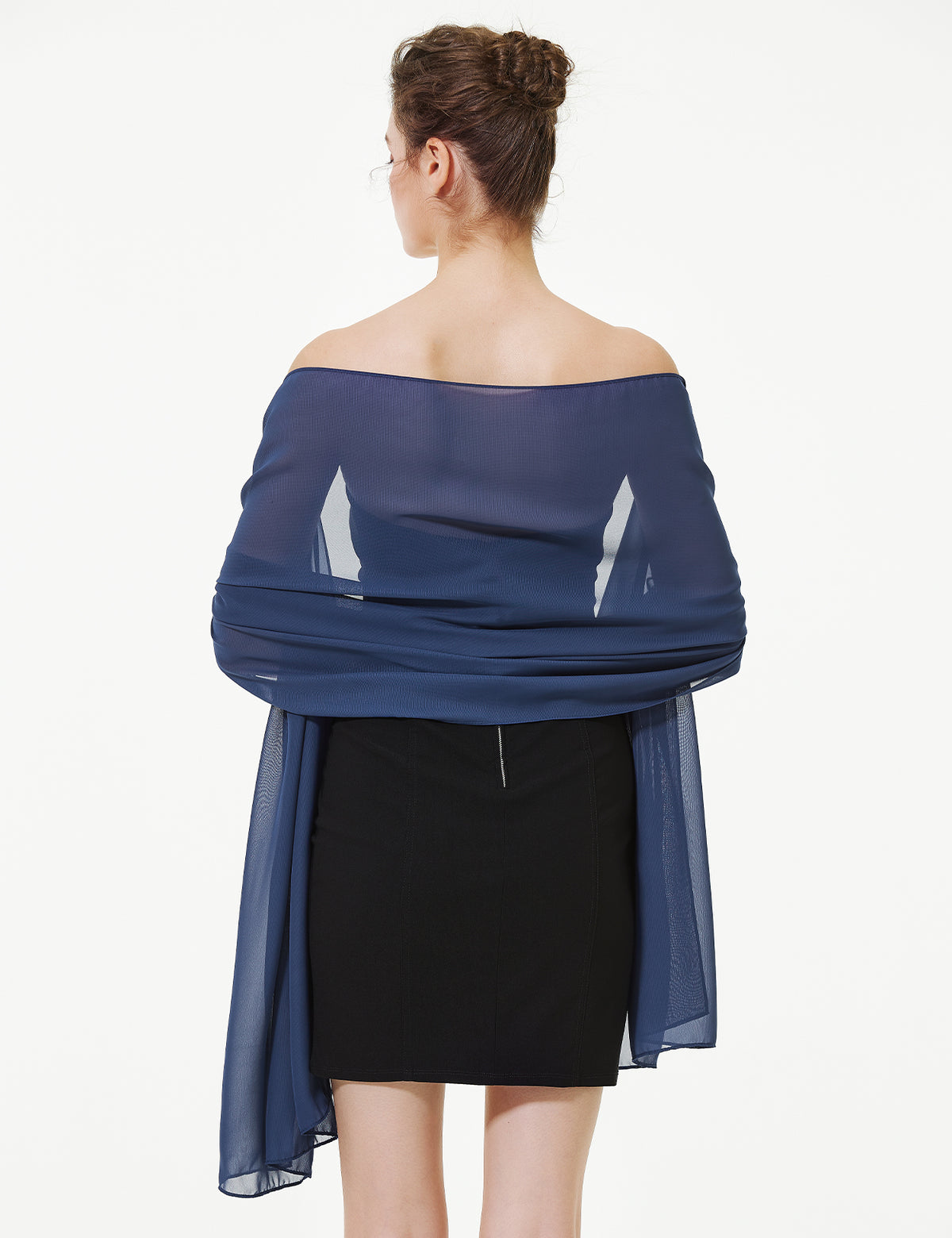 elegant chiffon wedding shawl in soft draping style, perfect for brides and evening wear