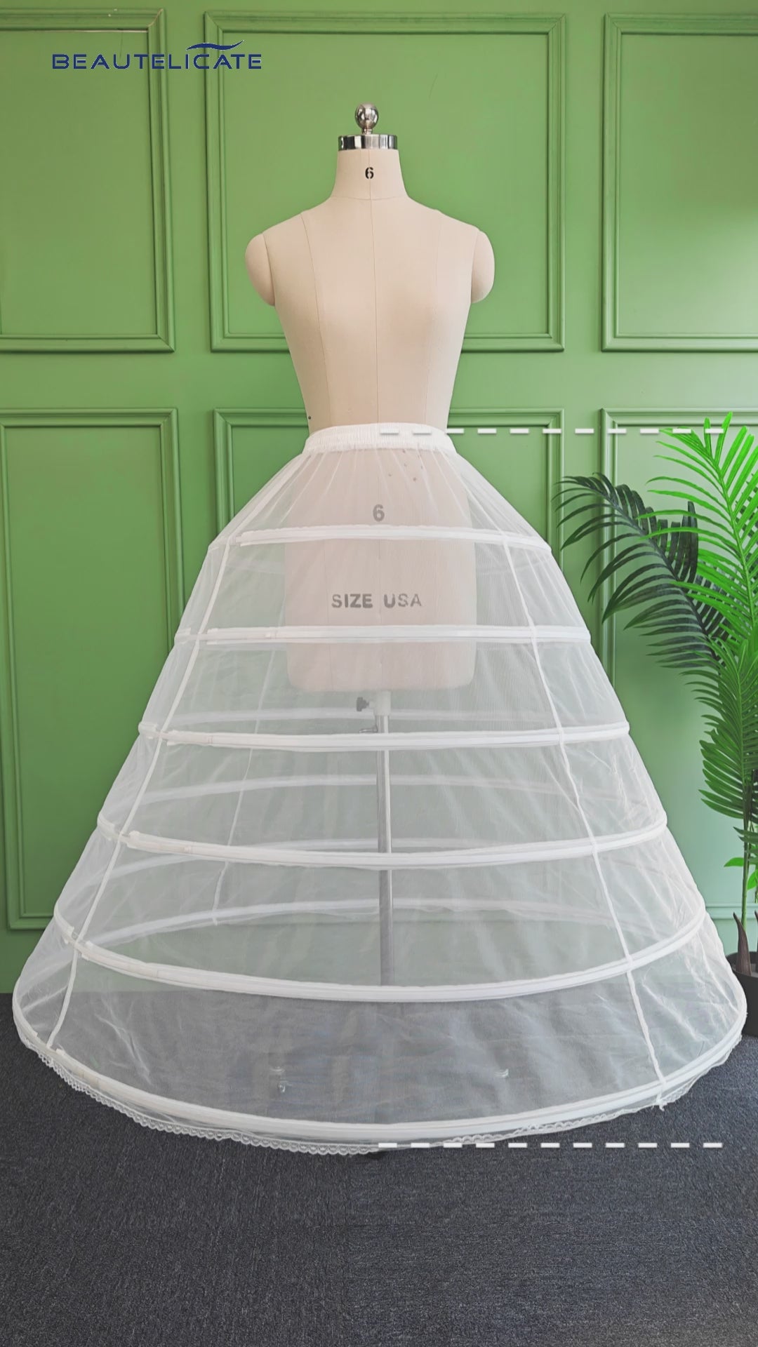 6-Hoop A-Line Bridal Petticoat - Floor-Length Wedding Crinoline