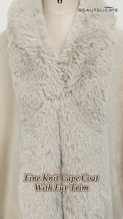 Luxury faux fur knit cape coat for autumn winter weddings