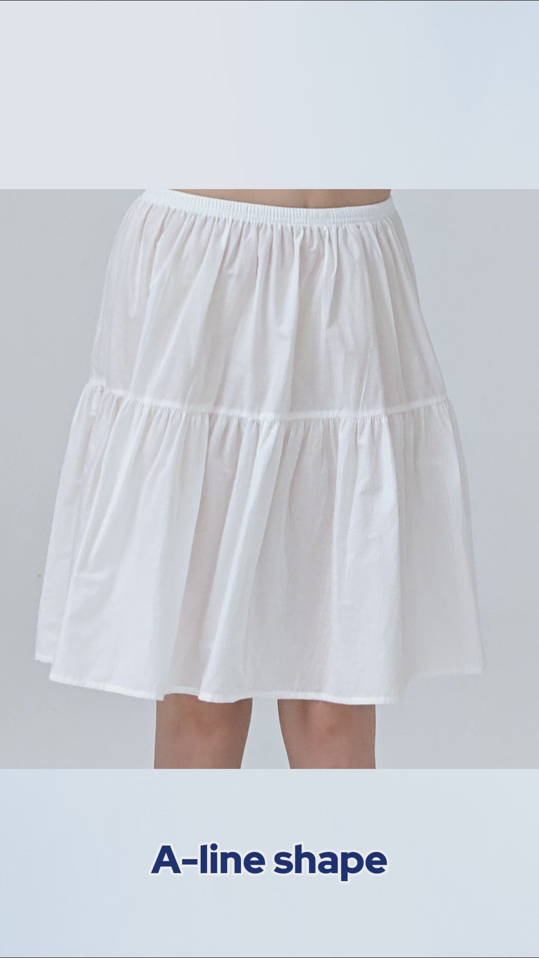 Elegant ivory white vintage cotton half slip tea skirt extender with elastic waistband
