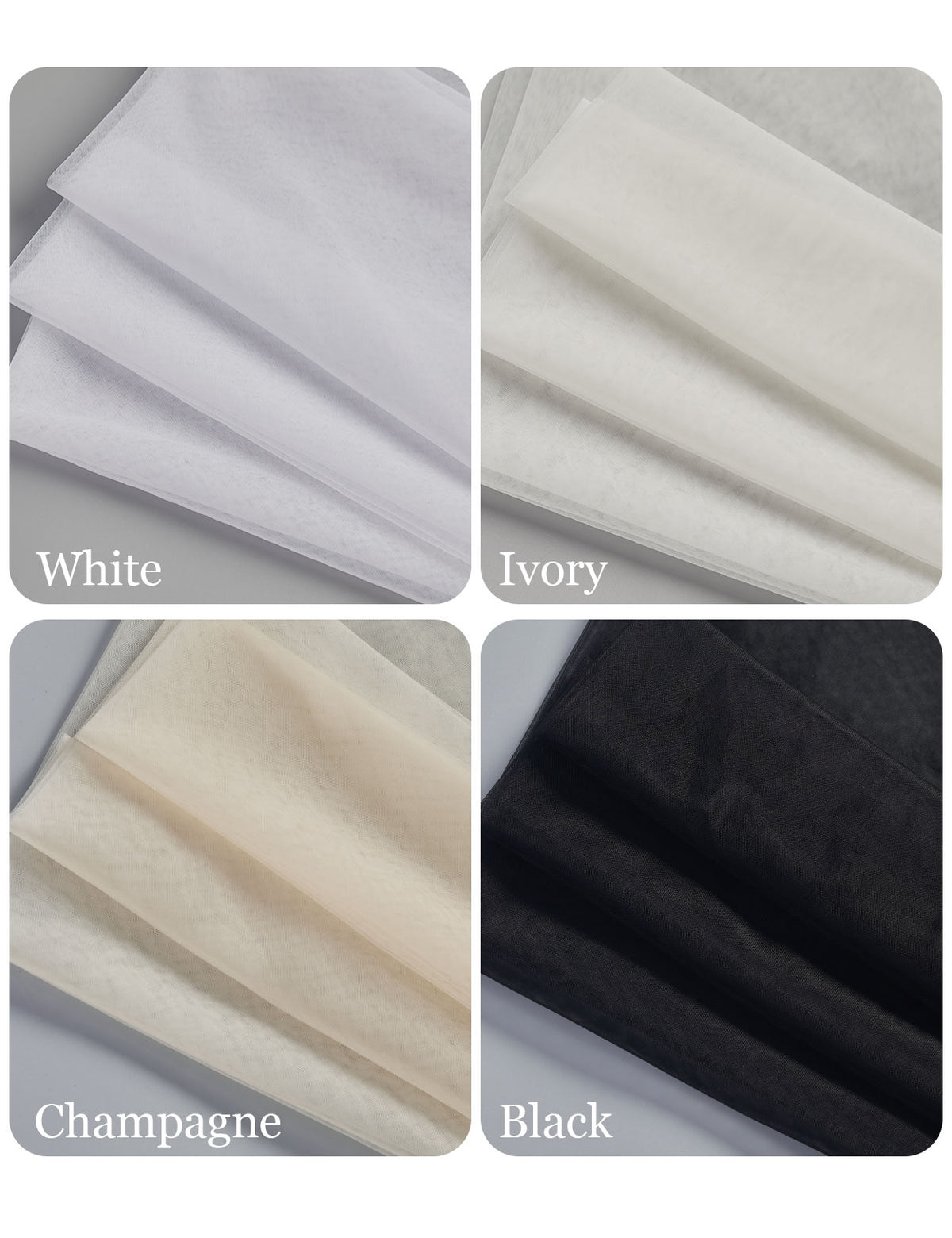 Bridal veil available in multiple colors: white, ivory, champagne, and black
