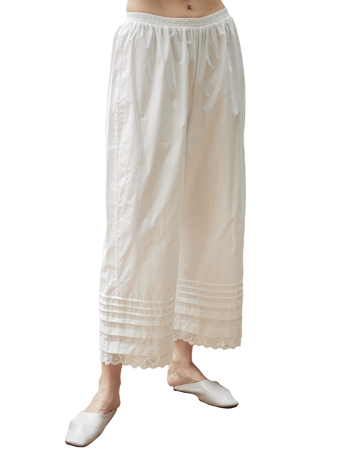 Victorian cotton lace trim bloomers pettipants in white - main product view
