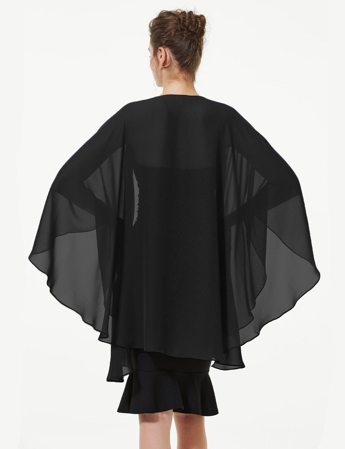 Elegant chiffon wedding shawl displayed on model, perfect bridal evening scarf wrap for weddings